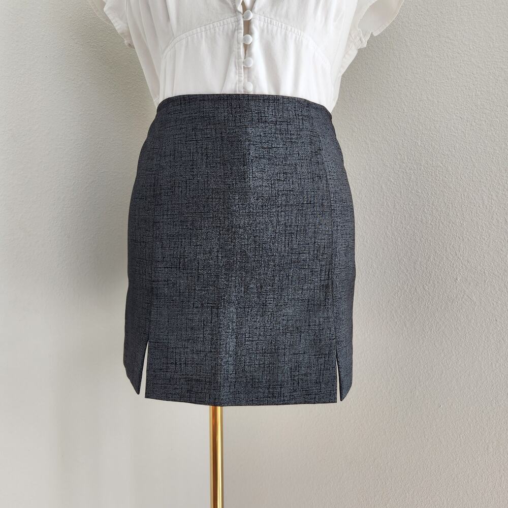 Vintage Y2K Urban Girl Gray High Waisted Mini Skirt Side Slits Office Siren M